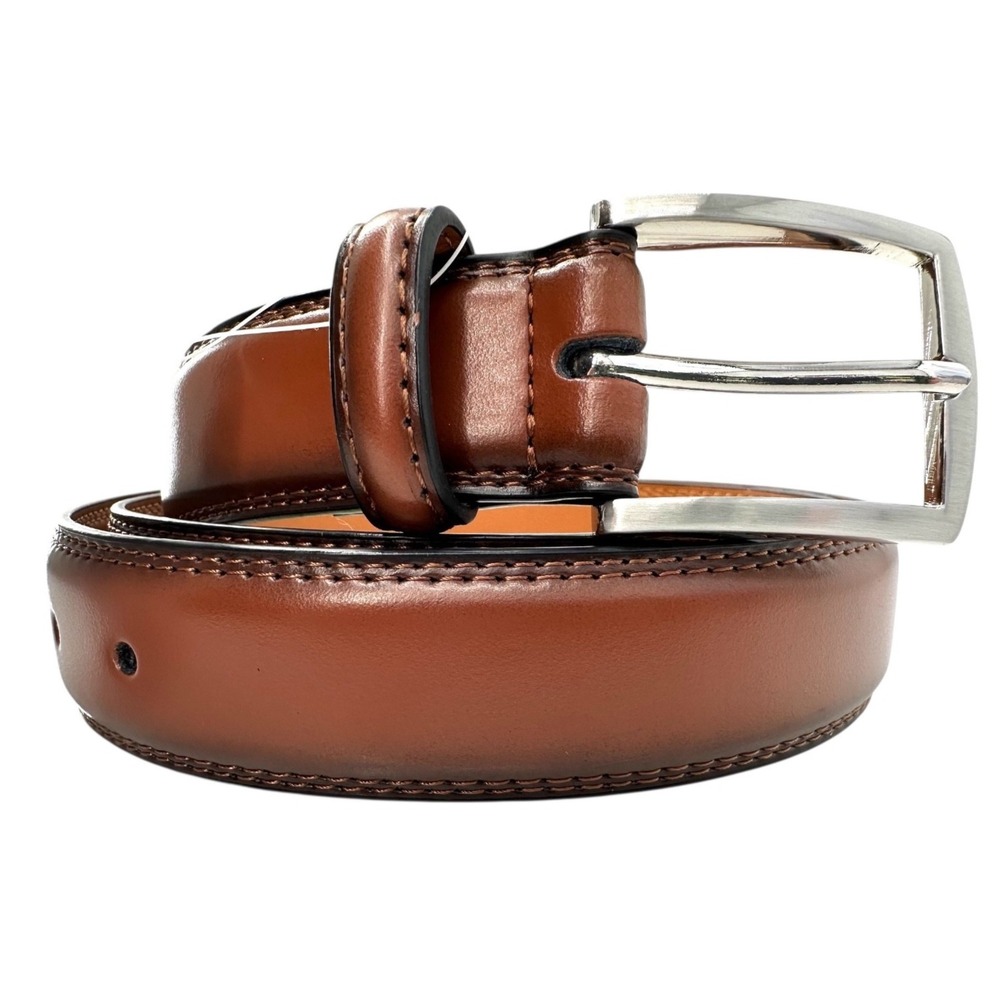 BUCKLECRAFT Men's 36 Brown Genuine Leather Belt Stainless Steel Buckle NEW